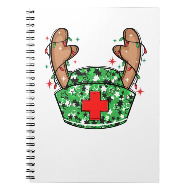 Cute Christmas Nurse Green Sparkle   Notebook (Front)