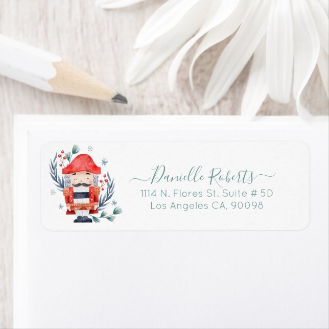 Cute Christmas nutcracker composition Label Return Address Label (Insitu)