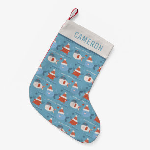 Cute Christmas Ocean Animals Blue Personalised Small Christmas Stocking