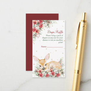 Cute Christmas Oh Deer Baby Shower Diaper Raffle Enclosure Card
