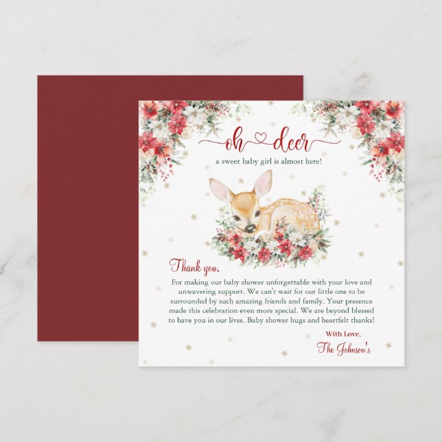 Cute Christmas Oh Deer Baby Shower Thank You (Front/Back)