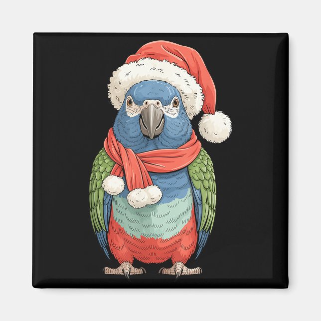 Cute Christmas Onus Parrot Santa Bird Lovers  Magnet (Front)