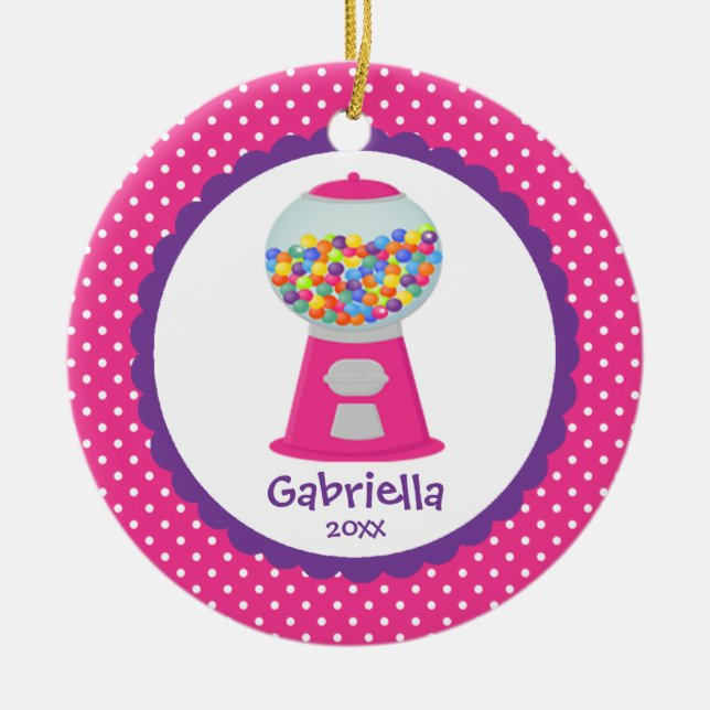 Cute Christmas Ornament PINK Gumballs (Front)