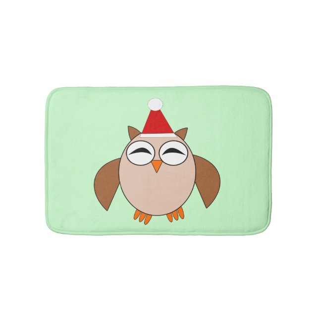 Cute Christmas Owl Bath Mat (Front)