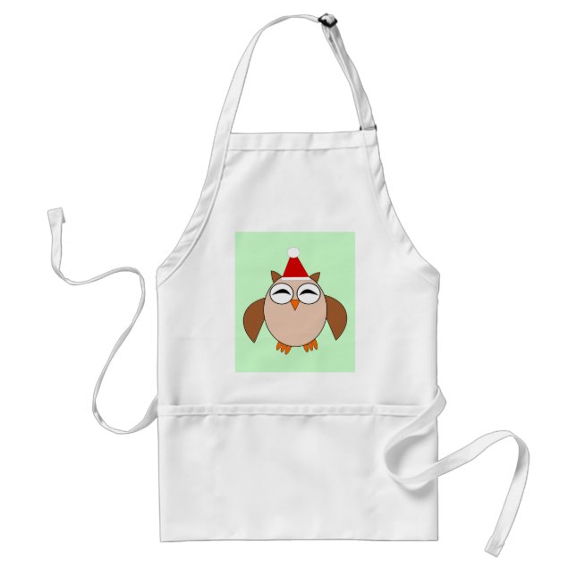 Cute Christmas Owl Cooking Apron (Front)