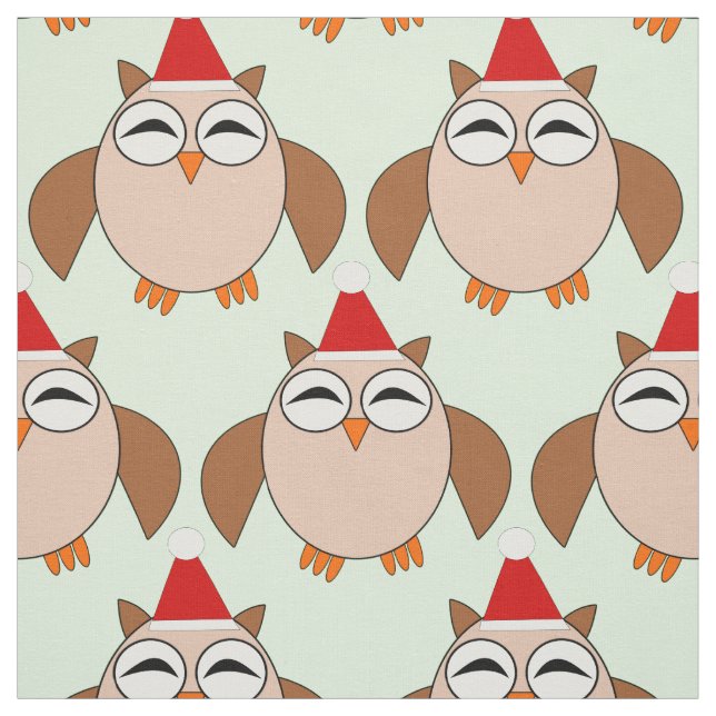 Cute Christmas Owl Craft Fabric (Swatch)