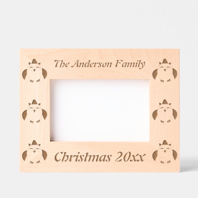 Cute Christmas Owl Custom Etched Frames (Front)