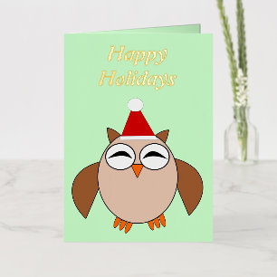 Cute Christmas Owl Custom Foil Greeting Card