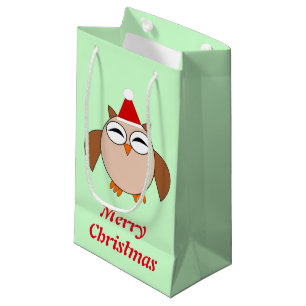 Cute Christmas Owl Custom Gift Bag