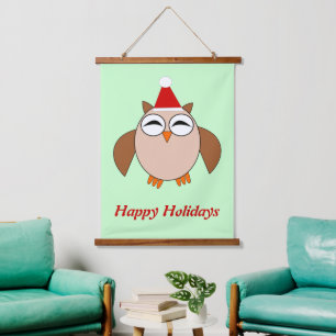 Cute Christmas Owl Custom Hanging Tapestry
