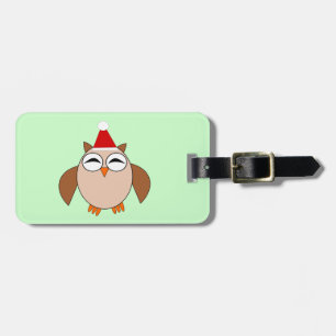 Cute Christmas Owl Custom Luggage Tag