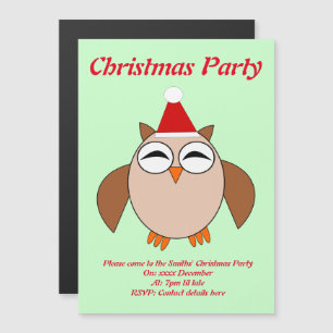 Cute Christmas Owl Custom Party Invite