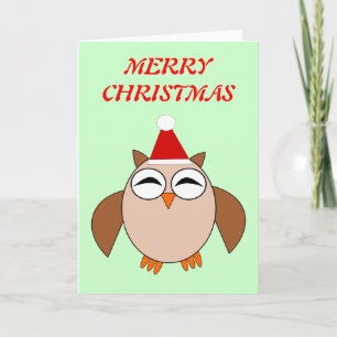 Cute Christmas Owl Customisable Card