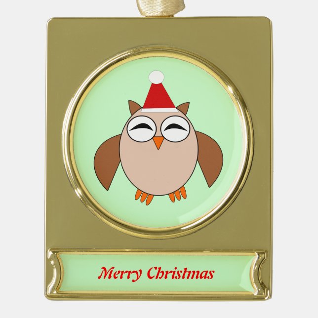 Cute Christmas Owl Customisable Ornament (Front)