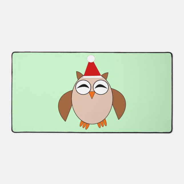 Cute Christmas Owl Desk Mat (Front)