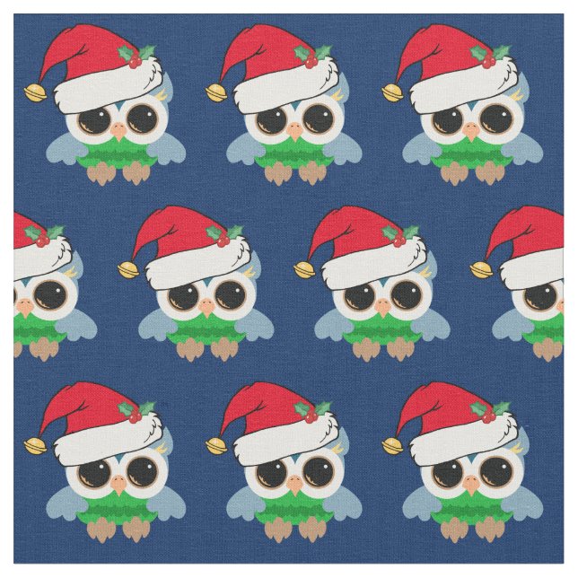 Cute Christmas Owl Fabric (Close Up)