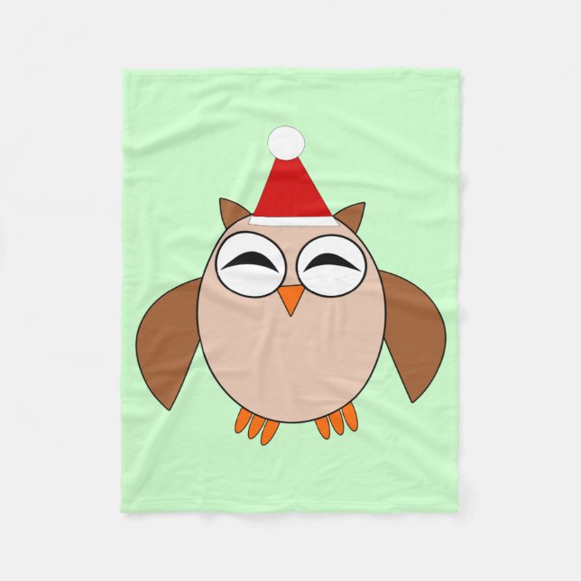 Cute Christmas Owl Fleece Blanket (Front)