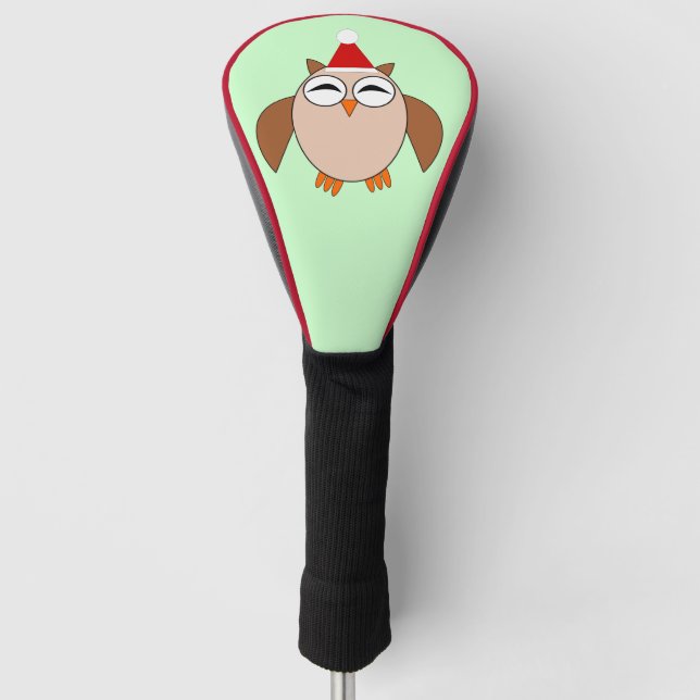 Cute Christmas Owl Golf Driver Cover (Front)