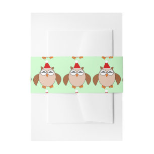 Cute Christmas Owl Invitation Belly Band