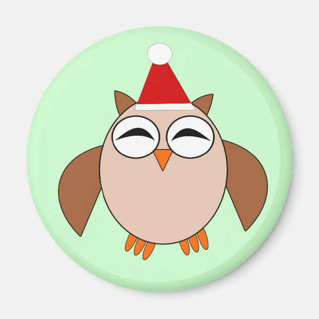 Cute Christmas Owl Magnet (Front)