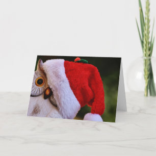 Cute Christmas Owl,Merry Christmas Santa Owl Holiday Card