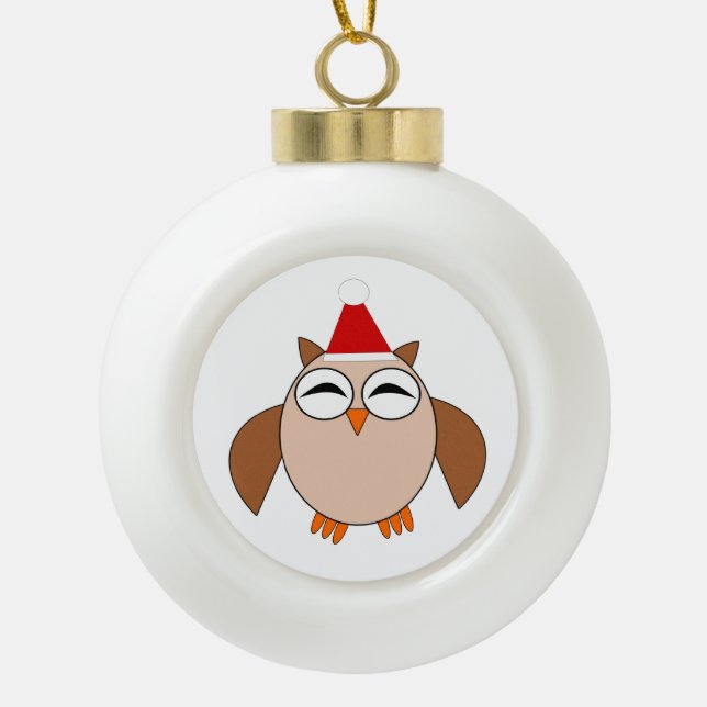 Cute Christmas Owl Ornament (Front)