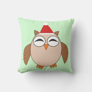 Cute Christmas Owl Outdoor Pillow