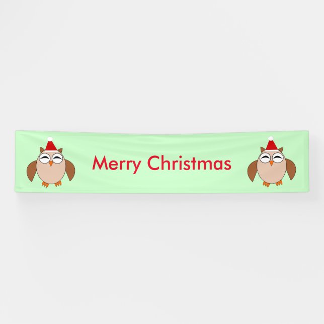 Cute Christmas Owl Personalised Banner (Horizontal)