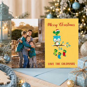 Cute Christmas Owl Photo Holiday Card