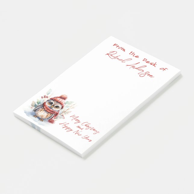 Cute Christmas Owl Post-it Notes (Angled)