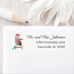Cute Christmas Owl Return Address Label