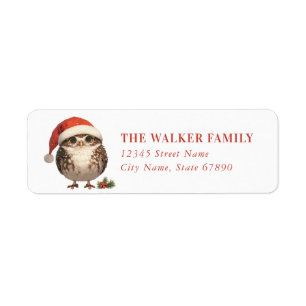 Cute Christmas Owl Return Address Labels