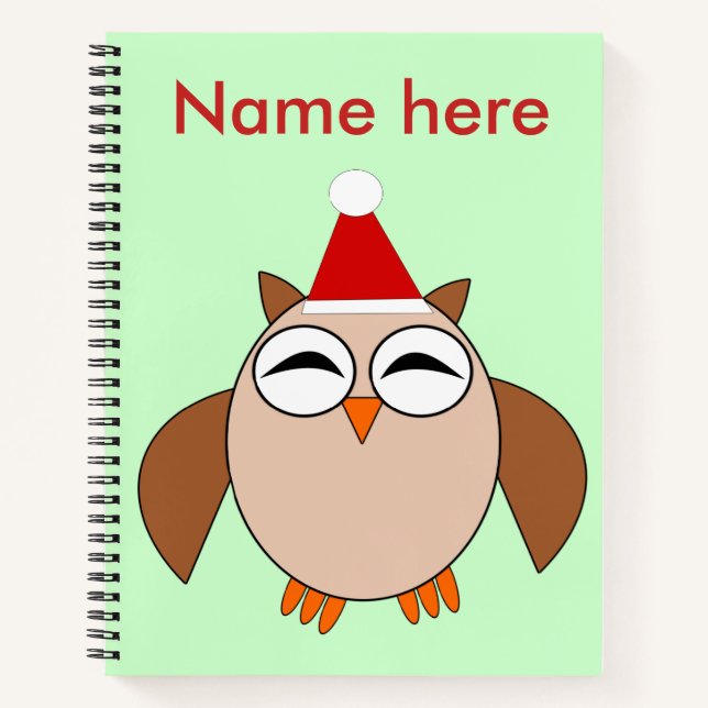 Cute Christmas Owl Spiral Notebook (Front)