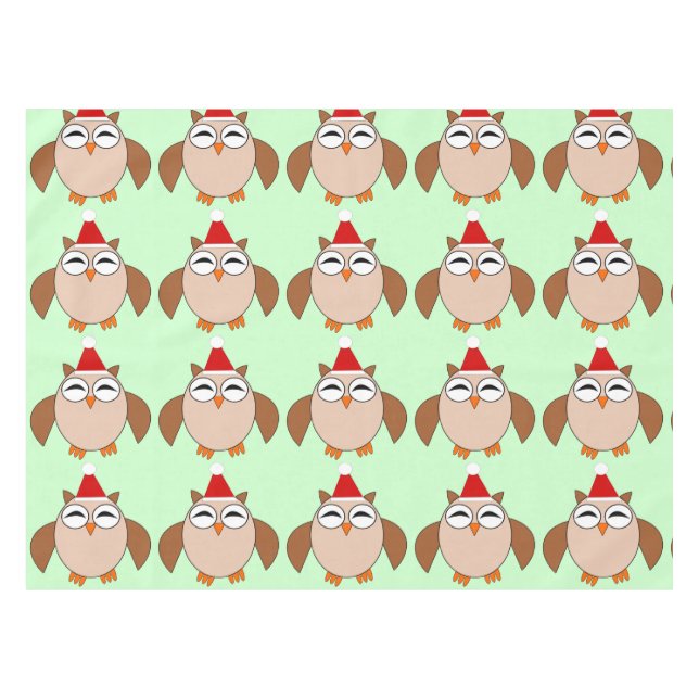 Cute Christmas Owl Tablecloth (Front (Horizontal))