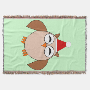 Cute Christmas Owl Throw Blanket