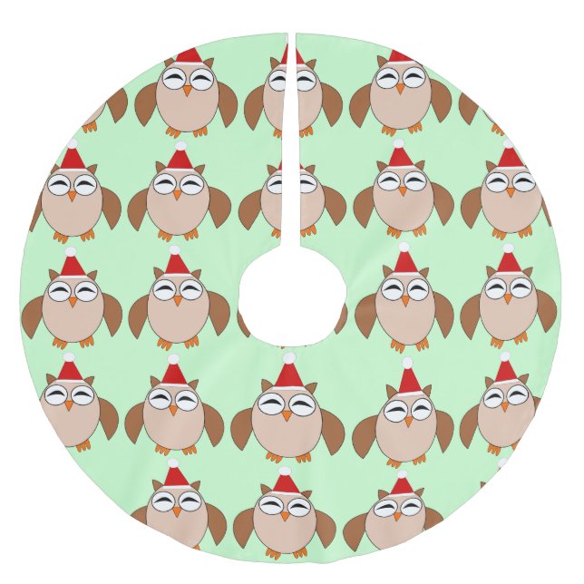 Cute Christmas Owl Tree Skirt (Front)