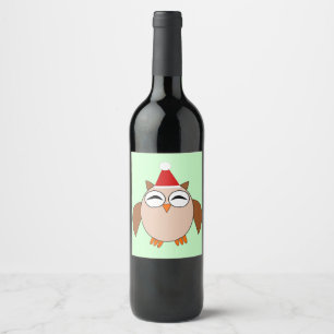 Cute Christmas Owl Wine Bottle Labels