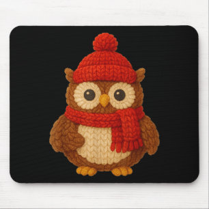Cute Christmas Owl Winter Snow Mouse Pad