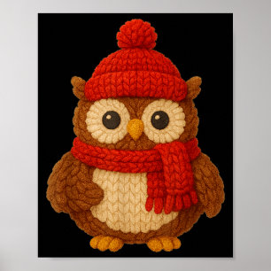 Cute Christmas Owl Winter Snow  Poster