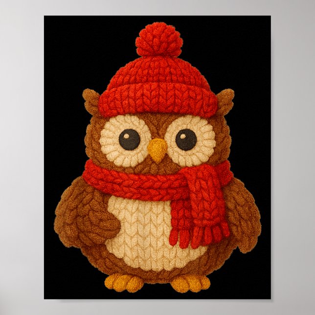 Cute Christmas Owl Winter Snow  Poster (Front)