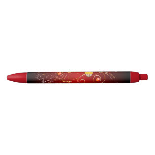 Cute christmas owl with snowflakes red ink pen