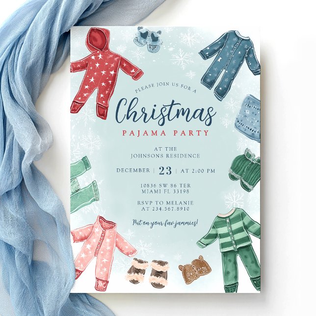 Cute Christmas Pajama Party Invitation (Creator Uploaded)