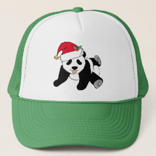 Cute Christmas Panda Bear in Santa Hat