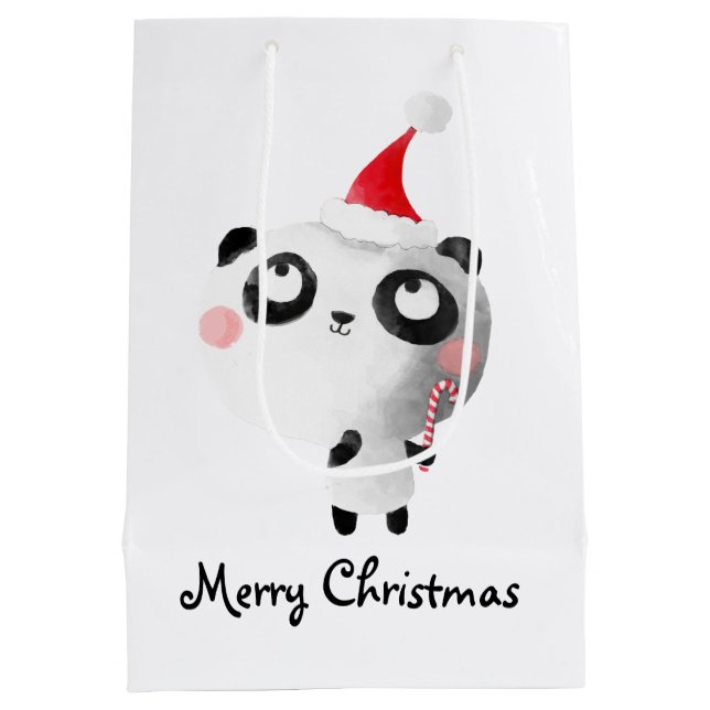 Cute Christmas Panda Bear Medium Gift Bag (Back)