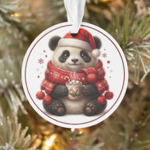 Cute Christmas Panda Hot Cocoa Ornament
