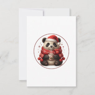 Cute Christmas Panda Hot Cocoa Ornament Thank You Card