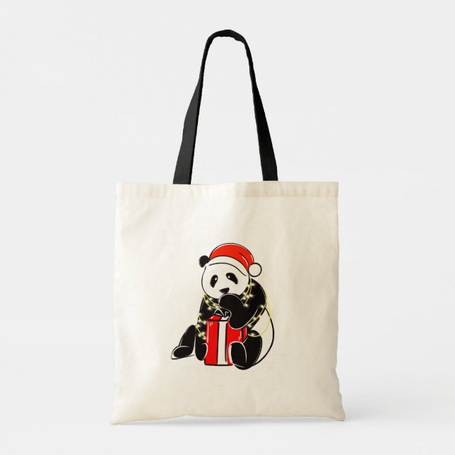 Cute Christmas Panda Tote Bag – Minimal Holiday  (Back)