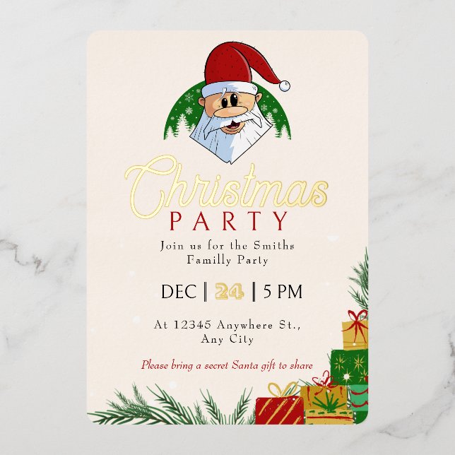 Cute Christmas Party Santa Festive Elegant Floral (Front)
