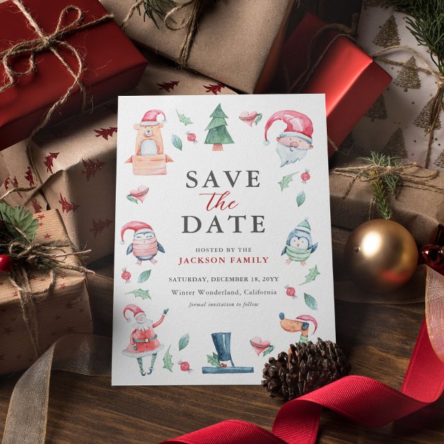 Cute Christmas Party Save the Date Holiday Postcard (Creator Uploaded)