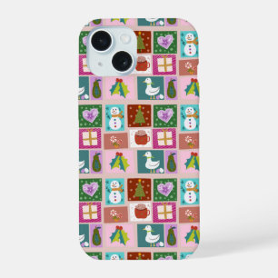 Cute Christmas Patchwork Pattern iPhone 15 Case